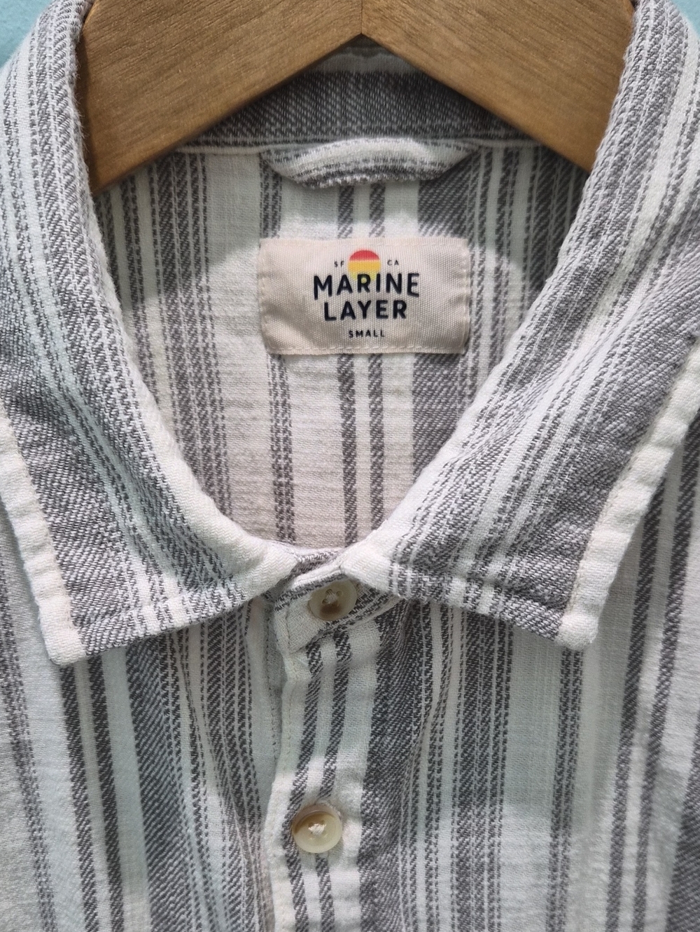 Marine Layer Gray & White Striped Button-Down Shirt